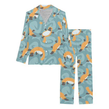 Platypus Pattern Print Design A01 Women's Long Pajama Set