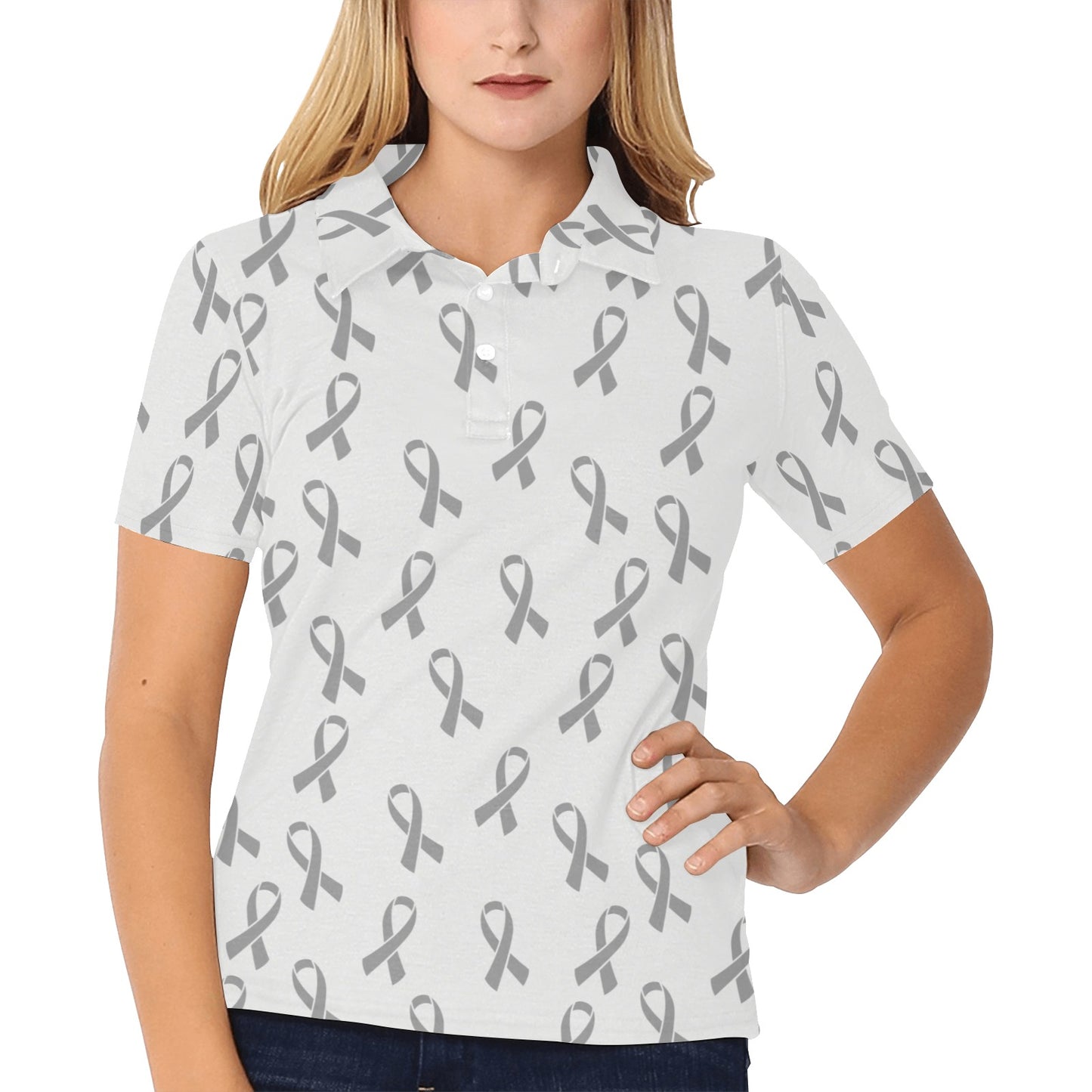 Brain cancer Pattern Print Design 01 Women's Polo Shirt