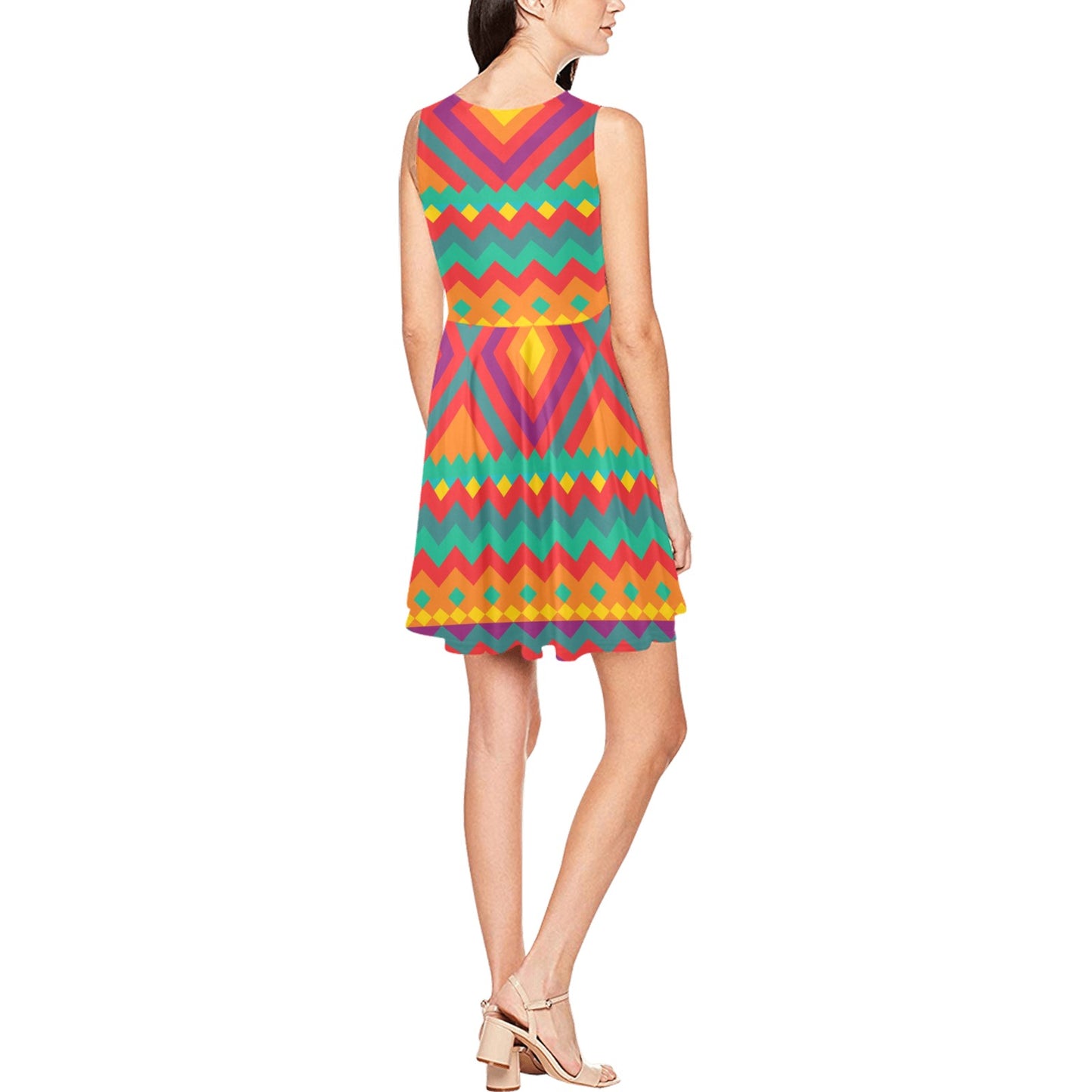Mexican Pattern Print Design 04 Sleeveless Dress