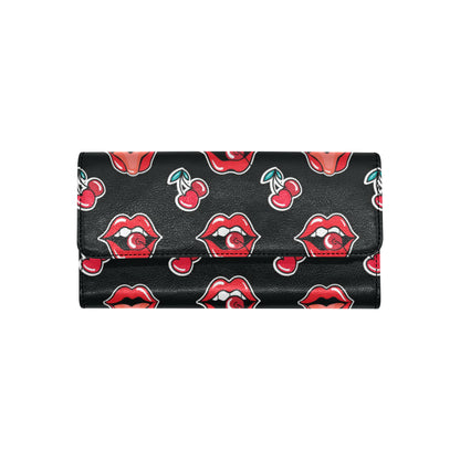 Cherry Pattern Print Design CH04 Women's Trifold Wallet