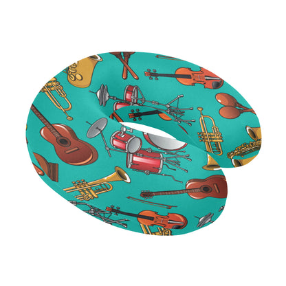 Drum Set Pattern Print Design 01 U-Shaped Travel Neck Pillow