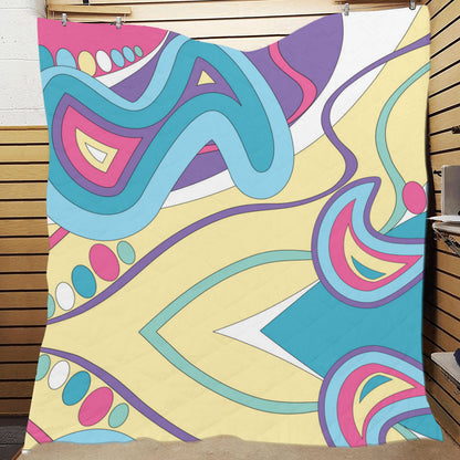 Funky Retro Pattern Print Design A01 Premium Quilt