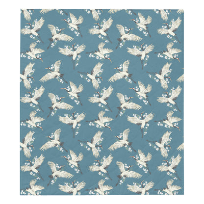 Crane Pattern Print Design 02 Premium Quilt