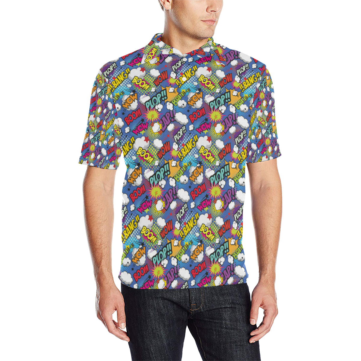 Comic Book Pattern Print Design 02 Men Polo Shirt