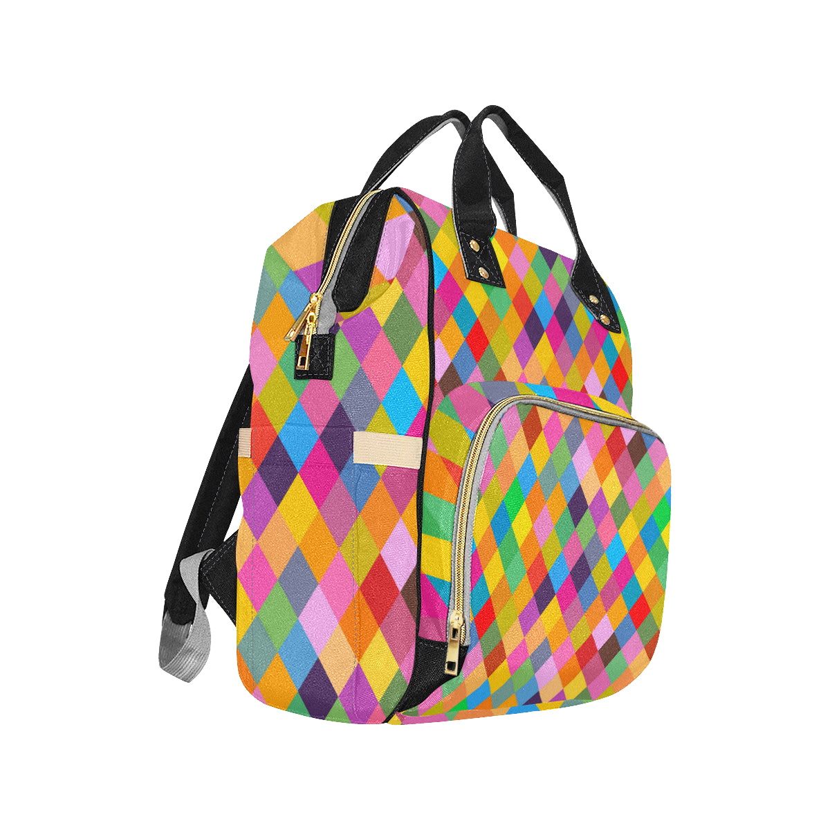 Harlequin Pattern Print Design 02 Diaper Bag Backpack