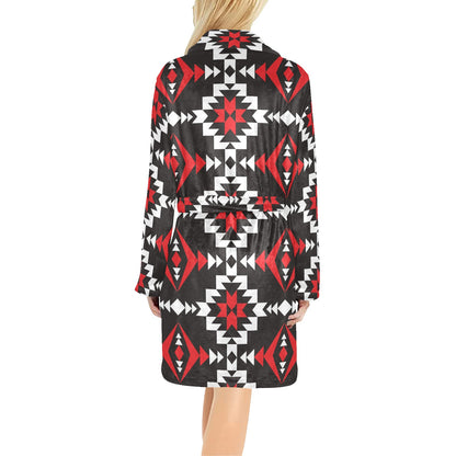 Navajo Pattern Print Design A02 Women's Fleece Robe