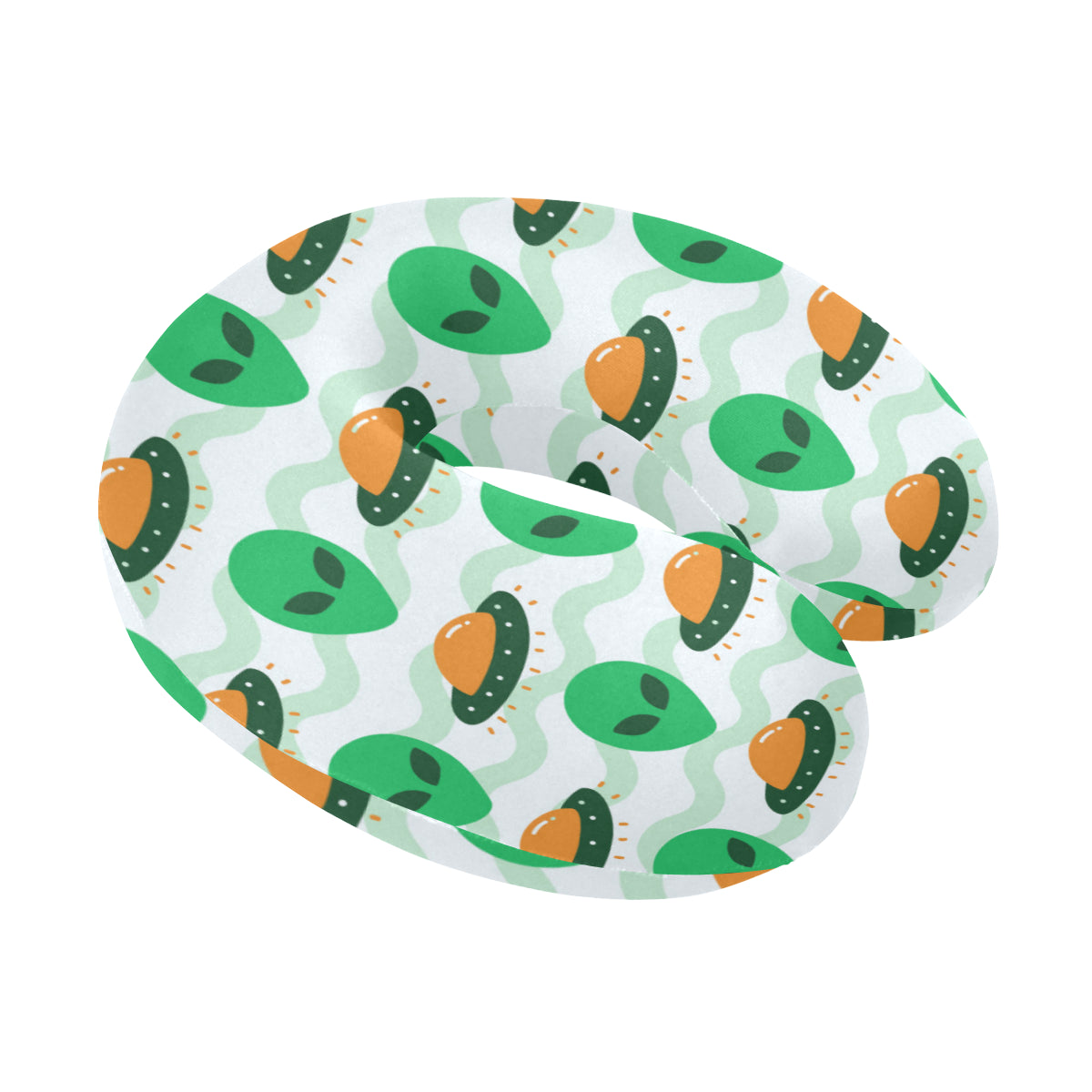 Alien UFO Pattern Print Design 04 U-Shaped Travel Neck Pillow