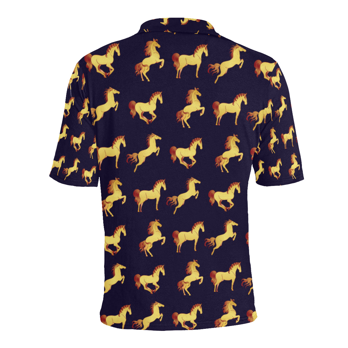 Gold Horse Pattern Men Polo Shirt