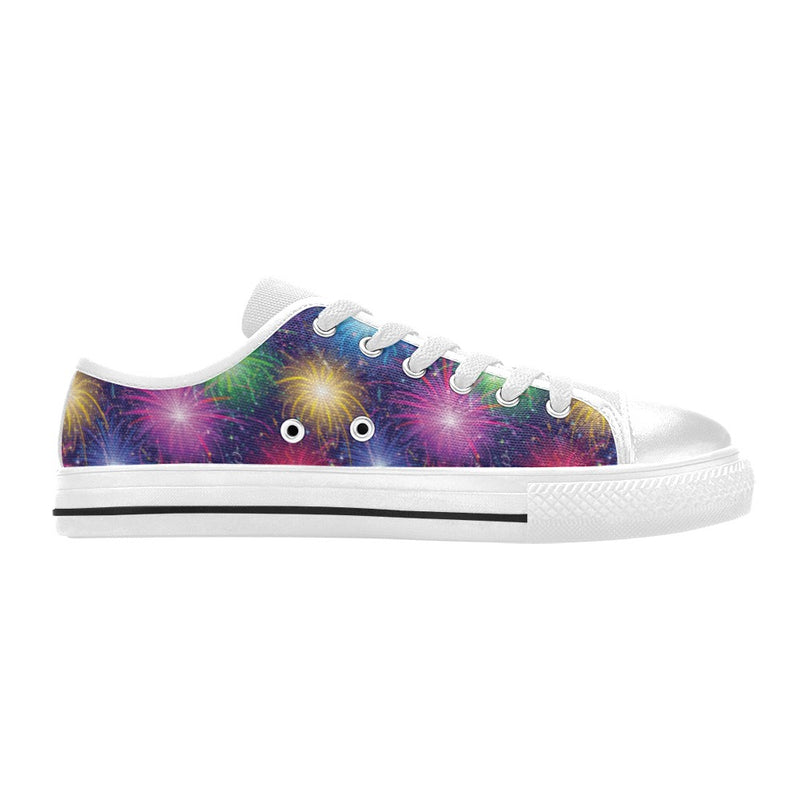 Firework Colorful Print Design LKS301 Women's White Low Top Shoes