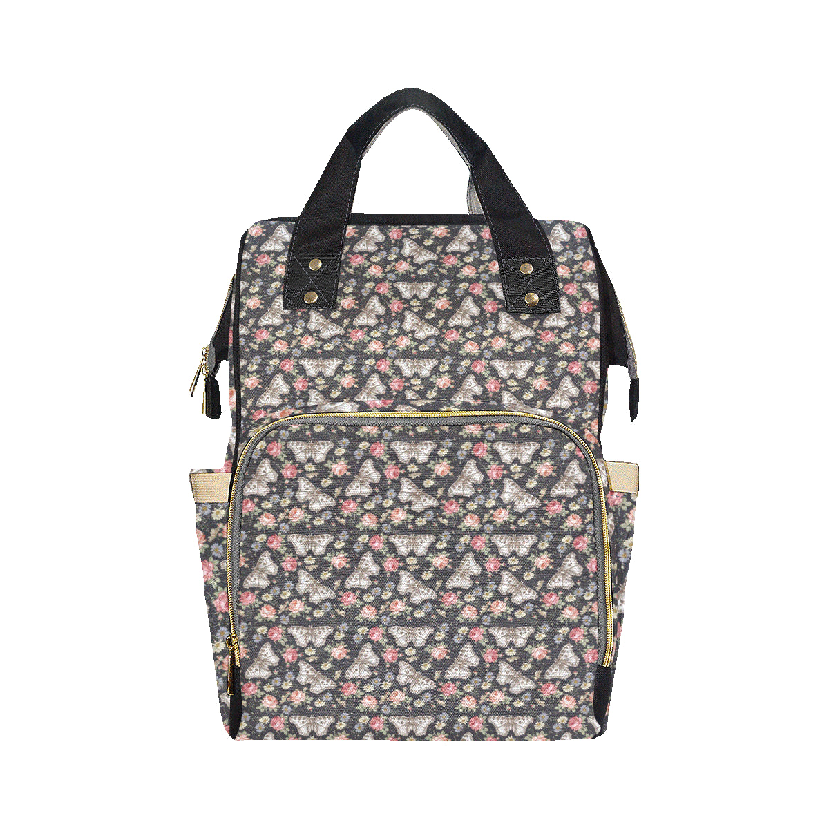 Butterfly Flower Pattern Print Design 07 Diaper Bag Backpack