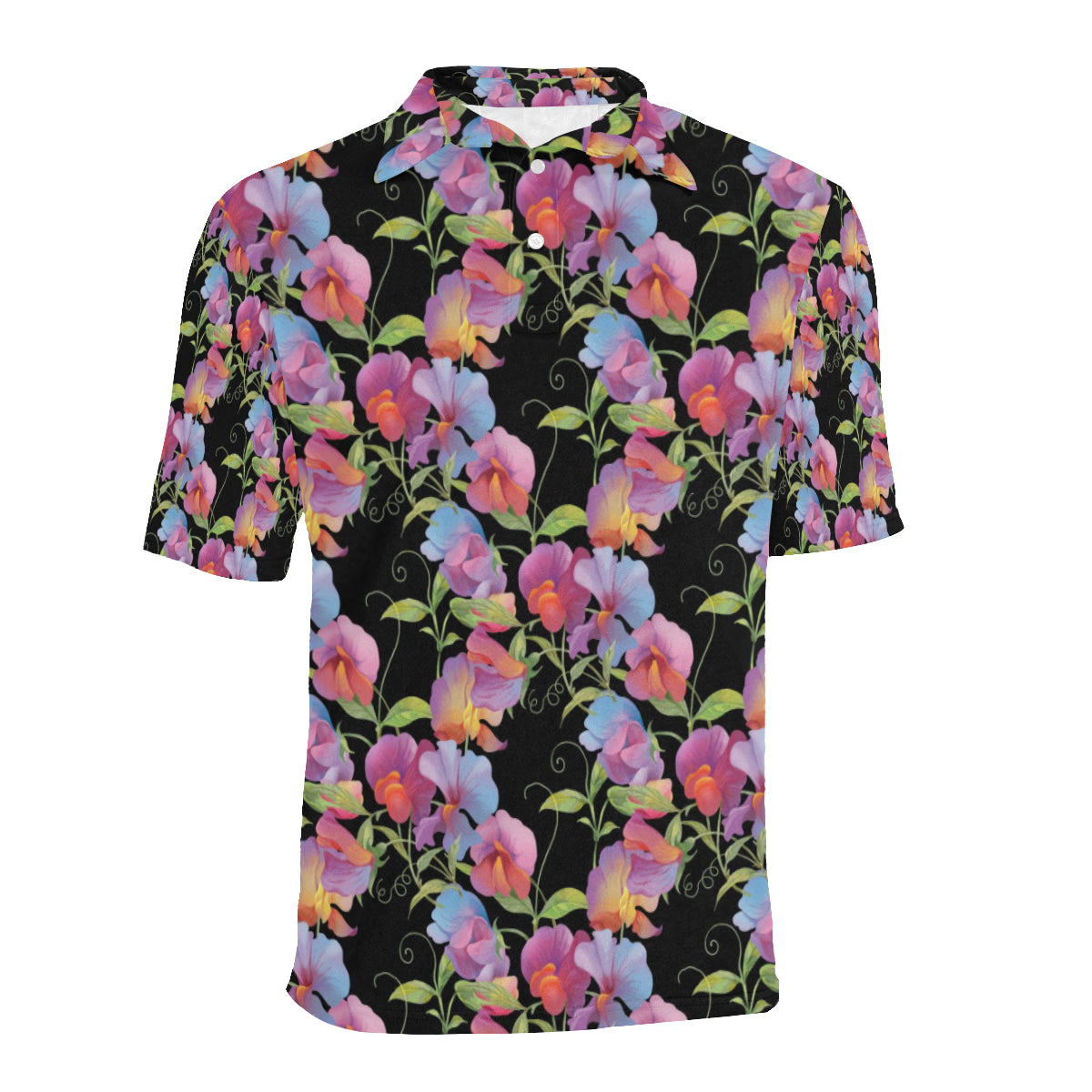 Peony Pattern Print Design PE012 Men Polo Shirt