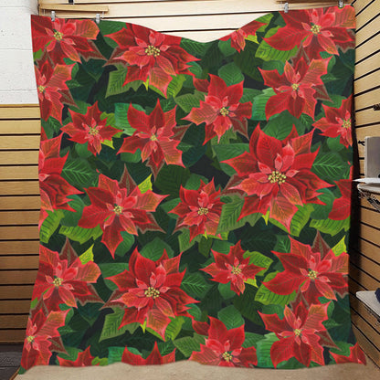 Poinsettia Pattern Print Design POT04 Premium Quilt