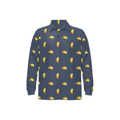 Taco Print Design LKS305 Long Sleeve Polo Shirt For Men's