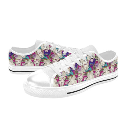 Sheep Print Design LKS403 Women's White Low Top Shoes