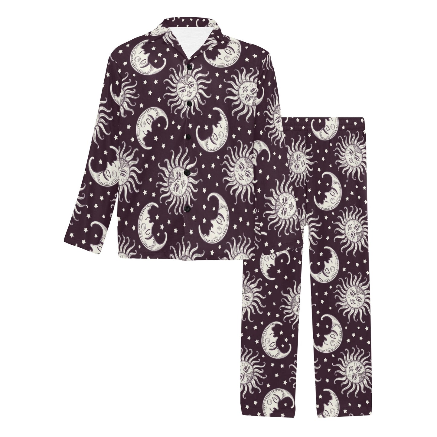 Sun Moon Face Men's Long Pajama Set