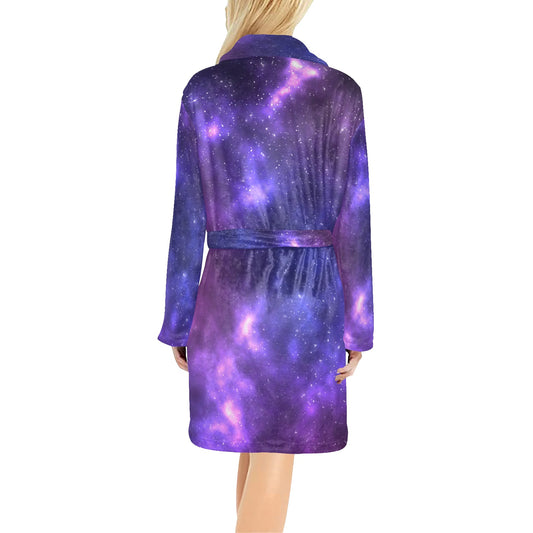 Celestial Purple Blue Galaxy Women's Fleece Robe