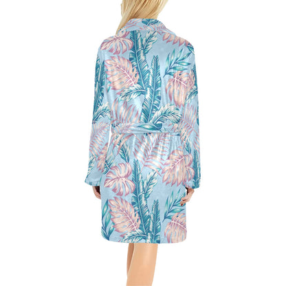 Tropical Flower Pattern Print Design TF01 Women's Fleece Robe