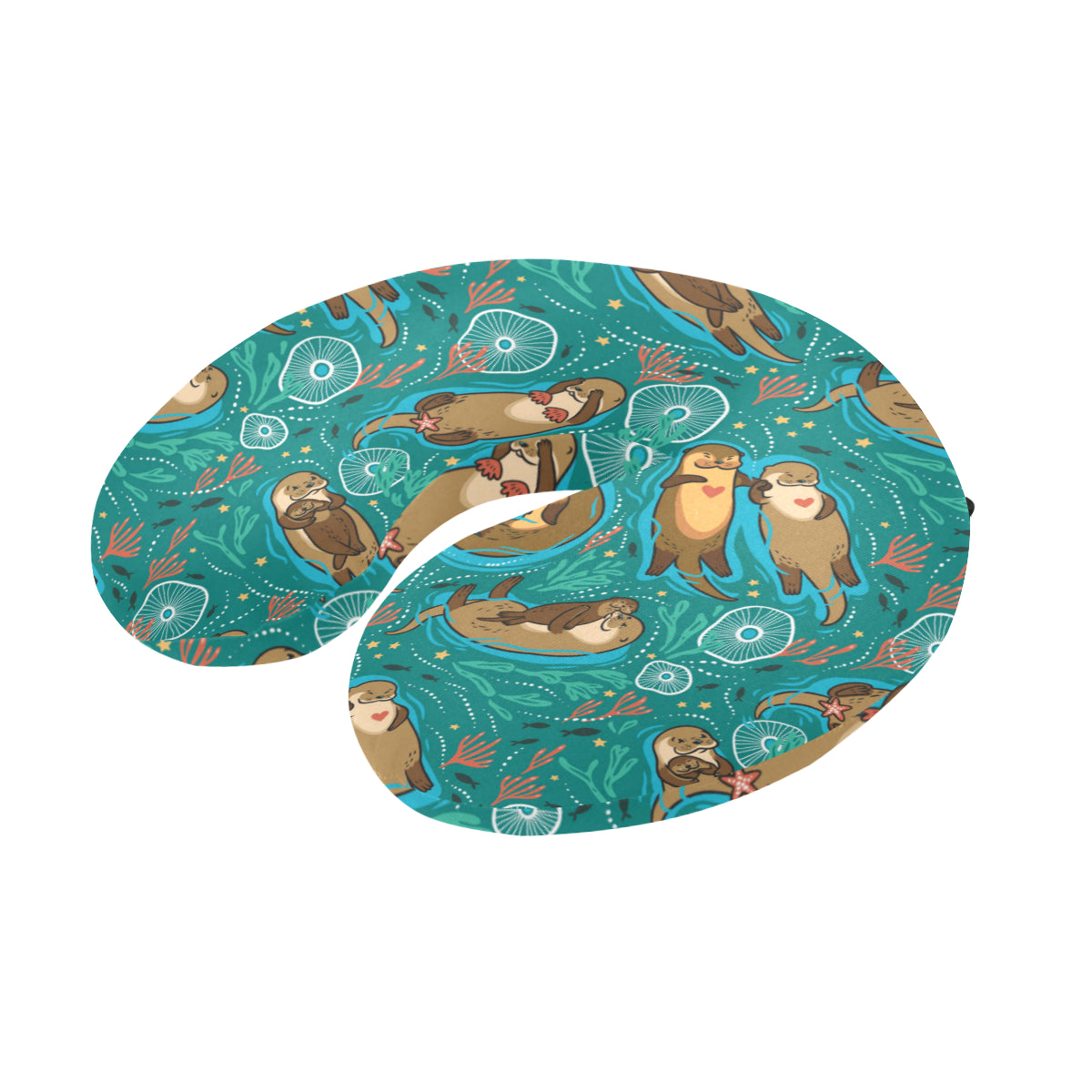 Sea Otter Pattern Print Design 01 U-Shaped Travel Neck Pillow