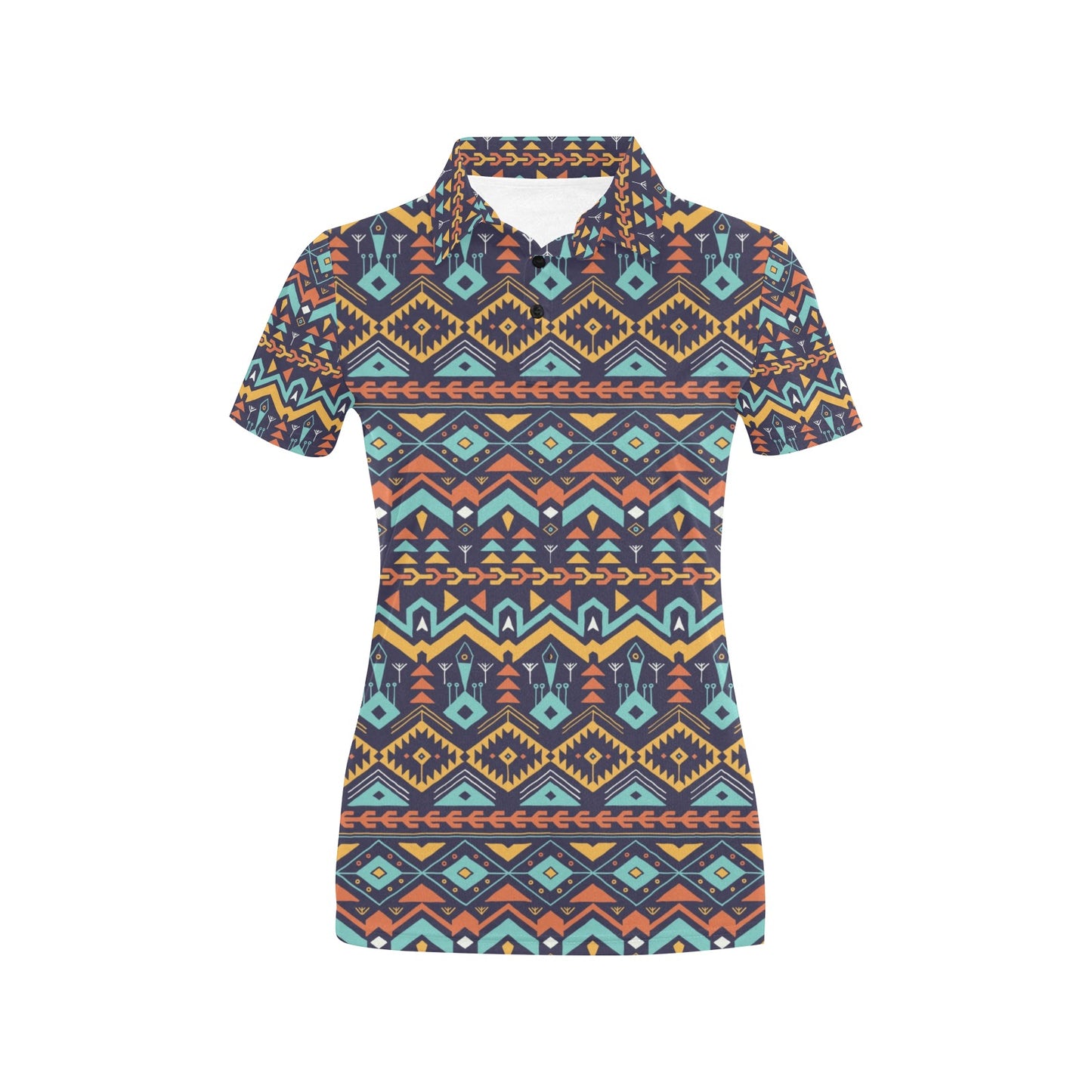 Aztec Style Print Pattern Women's Polo Shirt