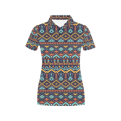 Aztec Style Print Pattern Women's Polo Shirt