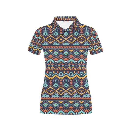 Aztec Style Print Pattern Women's Polo Shirt