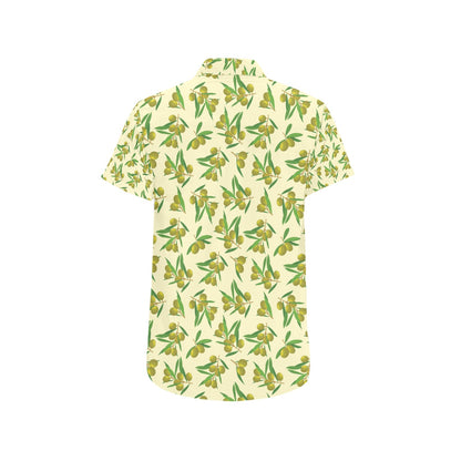 Olive Print Design LKS302 Men Short Sleeve Button Up Shirt