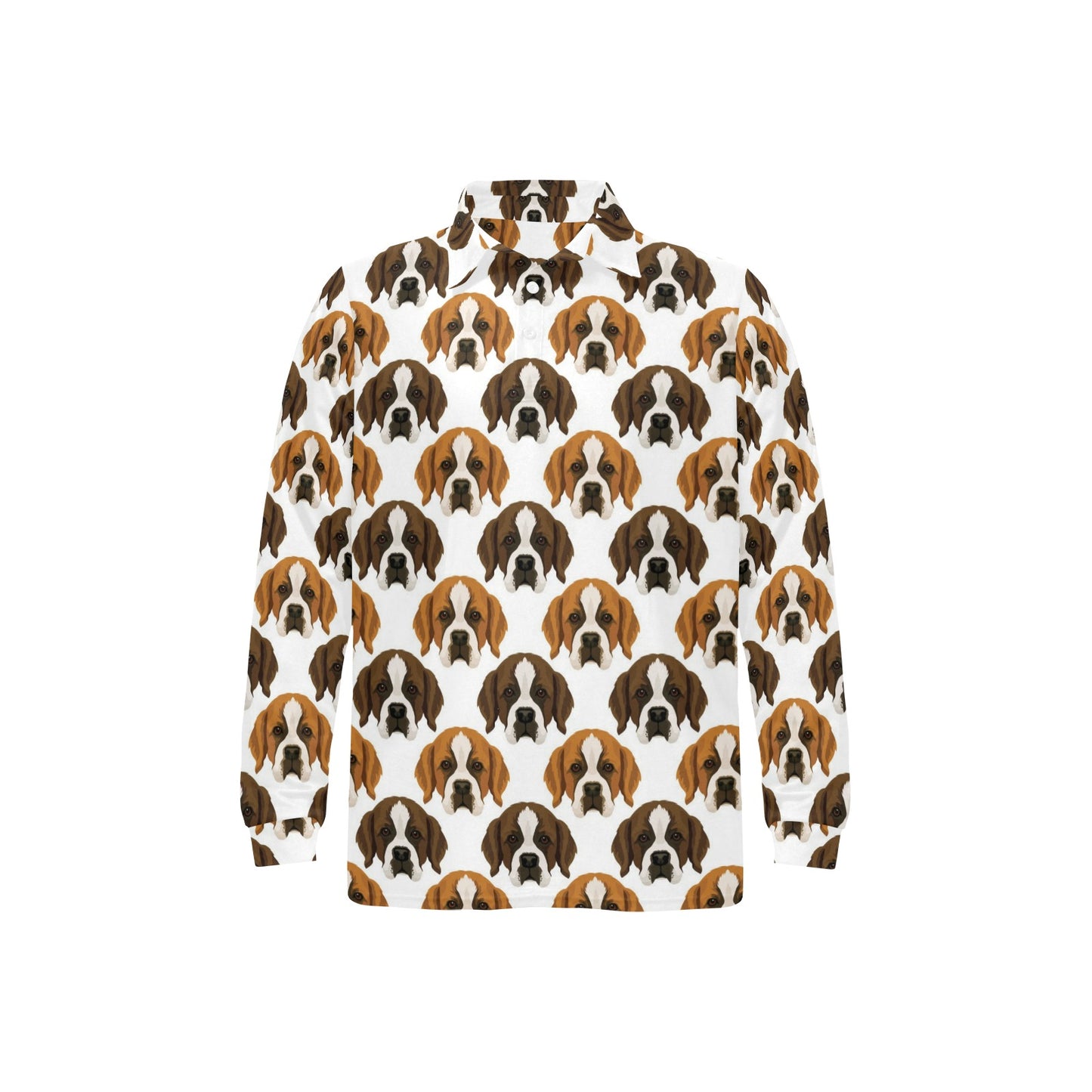 St Bernards Print Design LKS301 Long Sleeve Polo Shirt For Men's