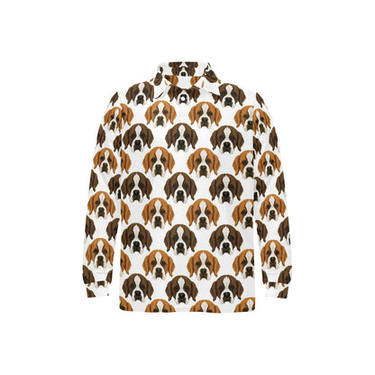 St Bernards Print Design LKS301 Long Sleeve Polo Shirt For Men's