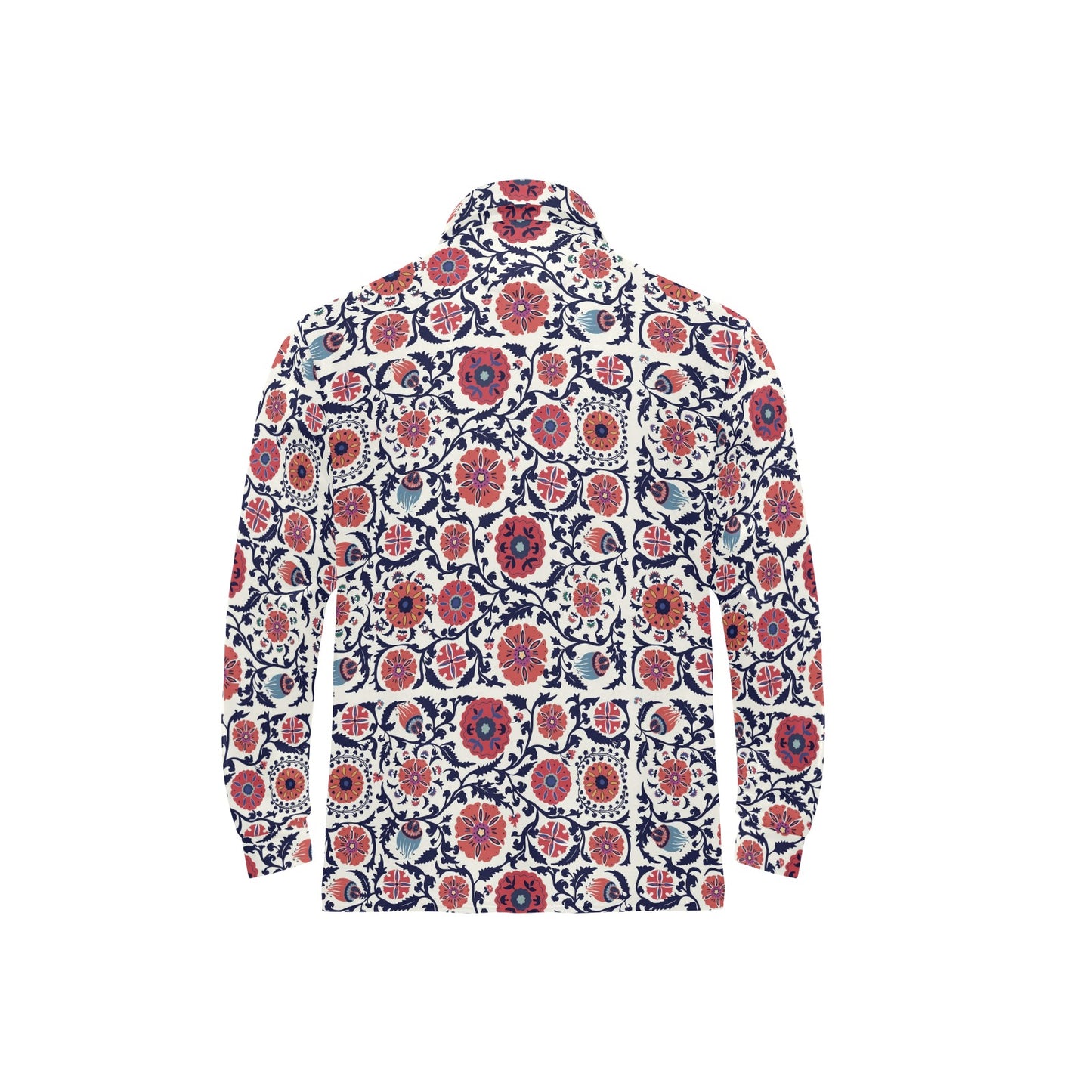 Suzani Print Design LKS304 Long Sleeve Polo Shirt For Men's