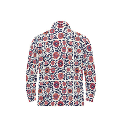 Suzani Print Design LKS304 Long Sleeve Polo Shirt For Men's