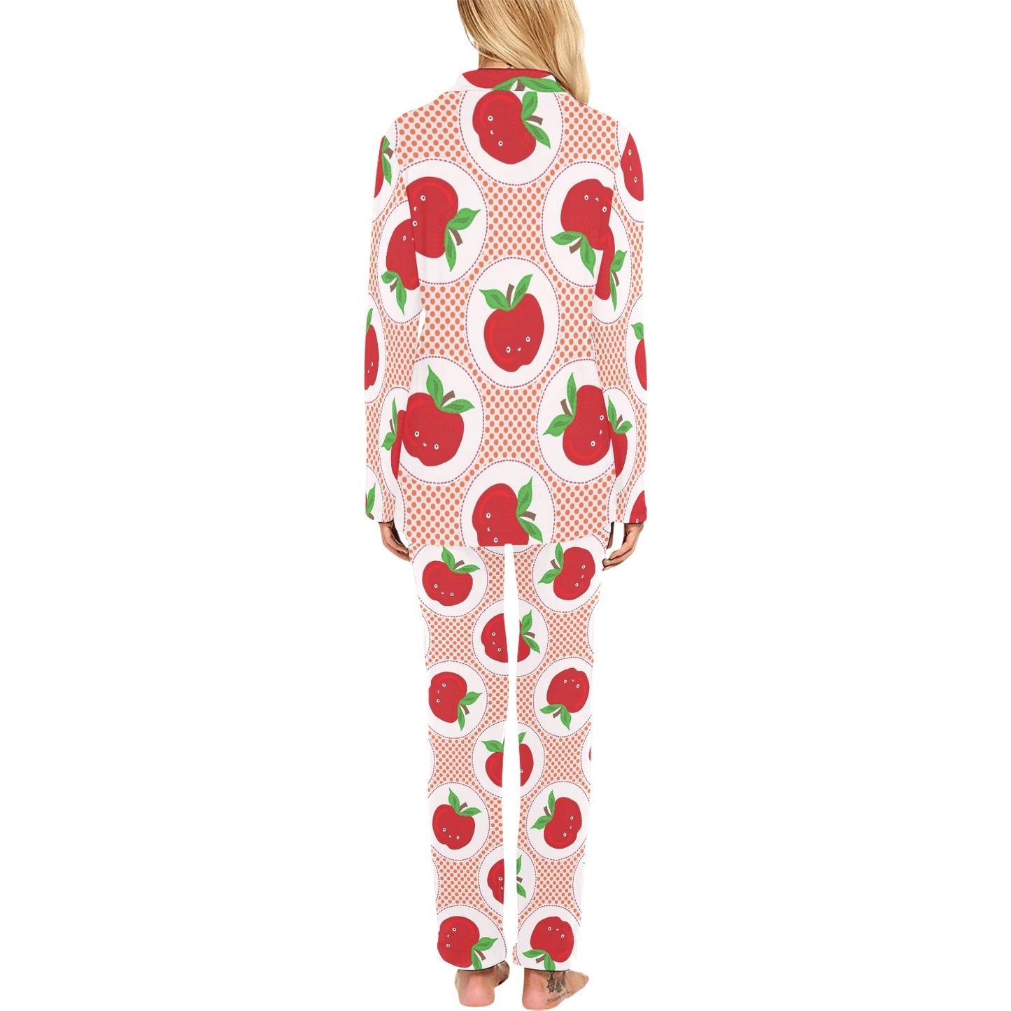 Apple Pattern Print Design AP08 Women's Long Pajama Set