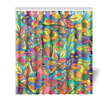 Psychedelic Trippy Flower Print Shower Curtain