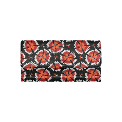 Carnations Pattern Print Design CN03 Women's Trifold Wallet