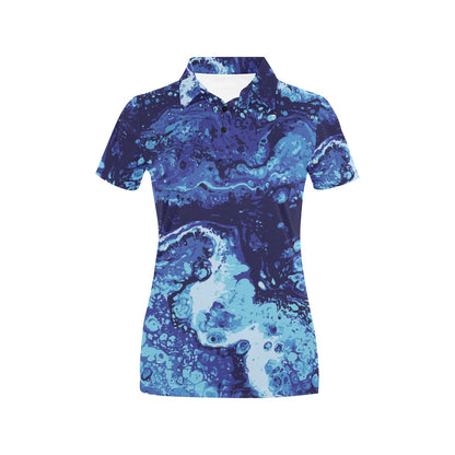 Ocean Liquid Pattern Print Design A03 Women's Polo Shirt