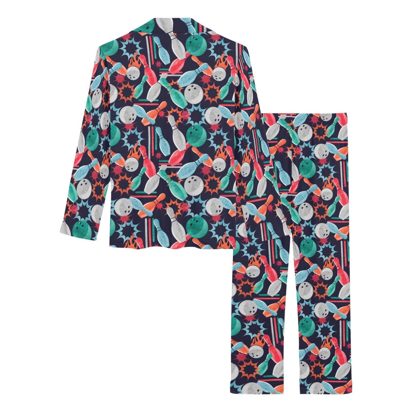 Bowling Pattern Print Design 08 Women's Long Pajama Set