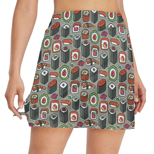 Sushi Print Design LKS301 17" Golf & Pickleball Skort with Pockets