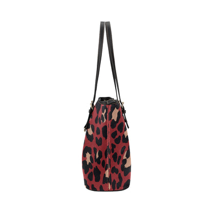 Cheetah Red Print Pattern Leather Tote Bag