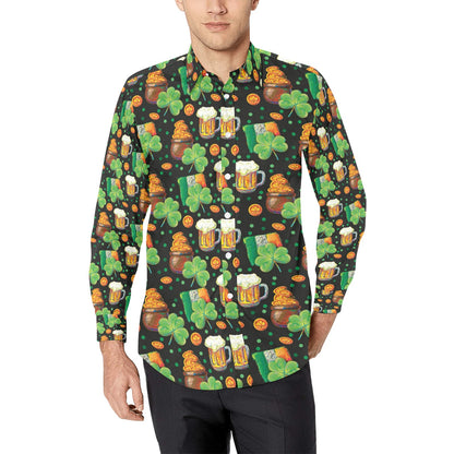 St Patricks Day Print Design LKS303 Men's Long Sleeve Dress Shirt