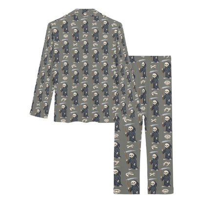 Skeleton Print Design LKS308 Women's Long Pajama Set