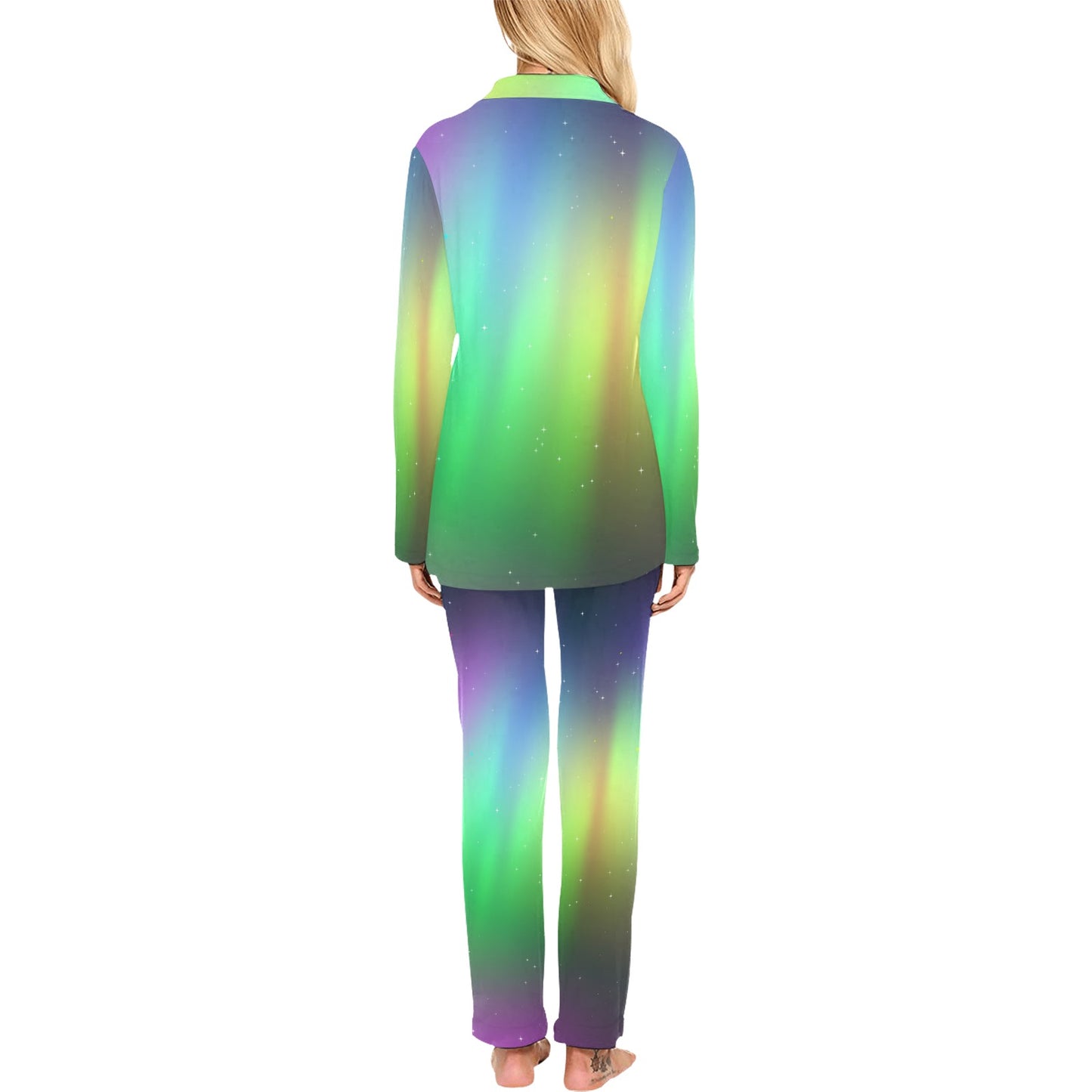 Aurora Borealis Pattern Print Design 03 Women's Long Pajama Set