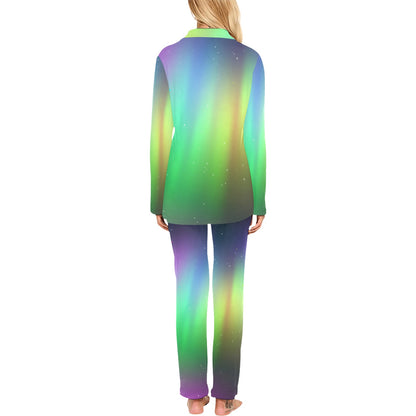 Aurora Borealis Pattern Print Design 03 Women's Long Pajama Set