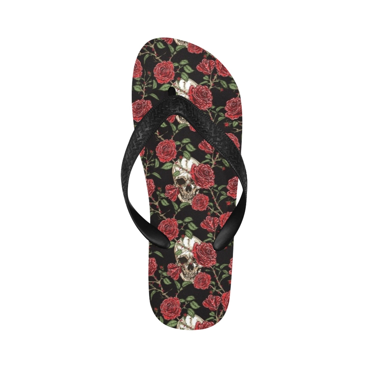 Skull And Roses Print Design LKS303 Flip Flops