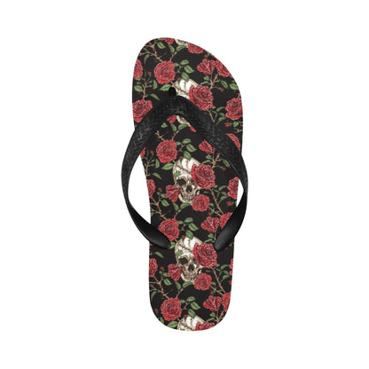 Skull And Roses Print Design LKS303 Flip Flops