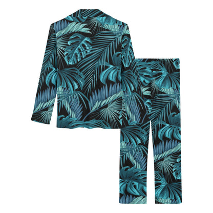 Palm Leaf Pattern Print Design A03 Women's Long Pajama Set