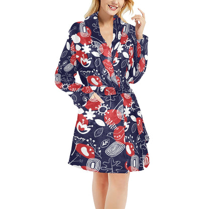 Nordic Pattern Print Design A02 Women's Fleece Robe