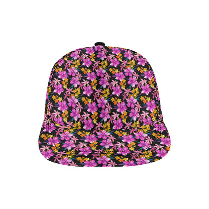 Tropical Folower Pink Hibiscus Print Snapback Cap