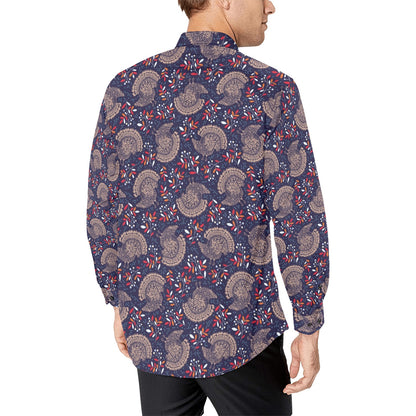 Turkey Print Design LKS401 Men's Long Sleeve Dress Shirt