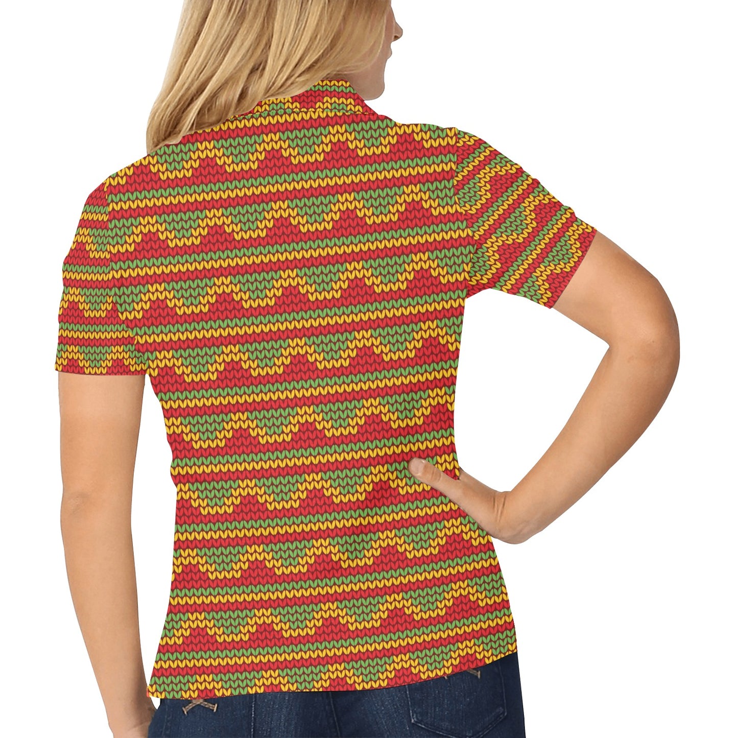 Rasta Reggae Color Print Women's Polo Shirt