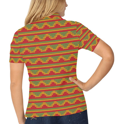 Rasta Reggae Color Print Women's Polo Shirt