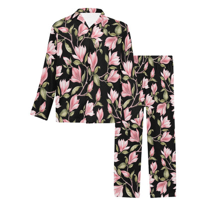 Magnolia Pattern Print Design MAG03 Men's Long Pajama Set